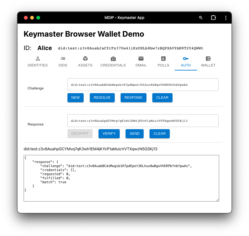 Authentication screen