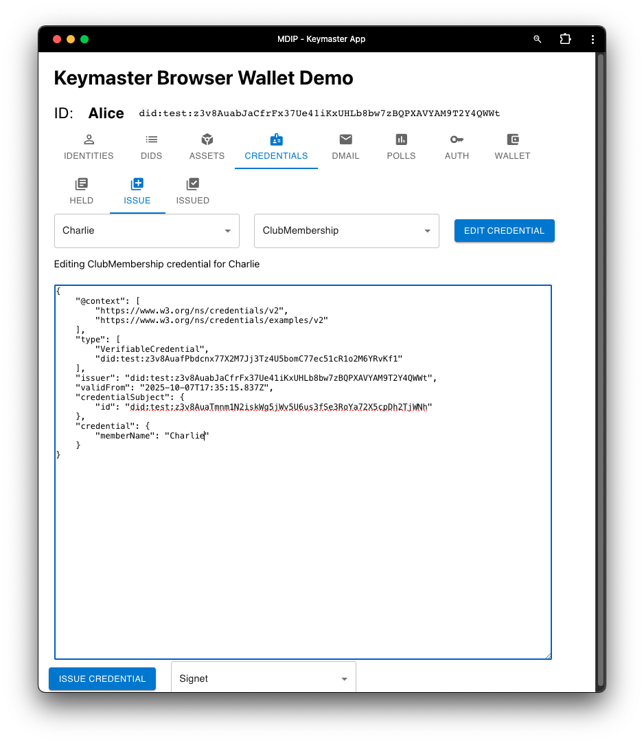 Issue Credential
