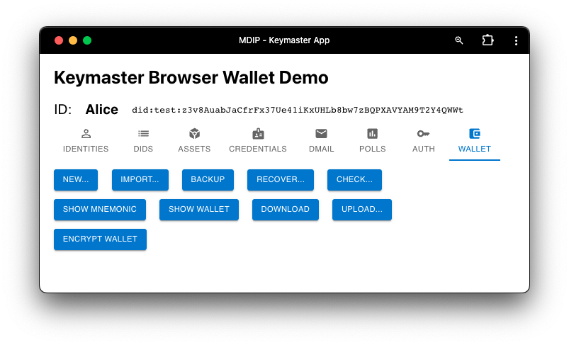Wallet screen